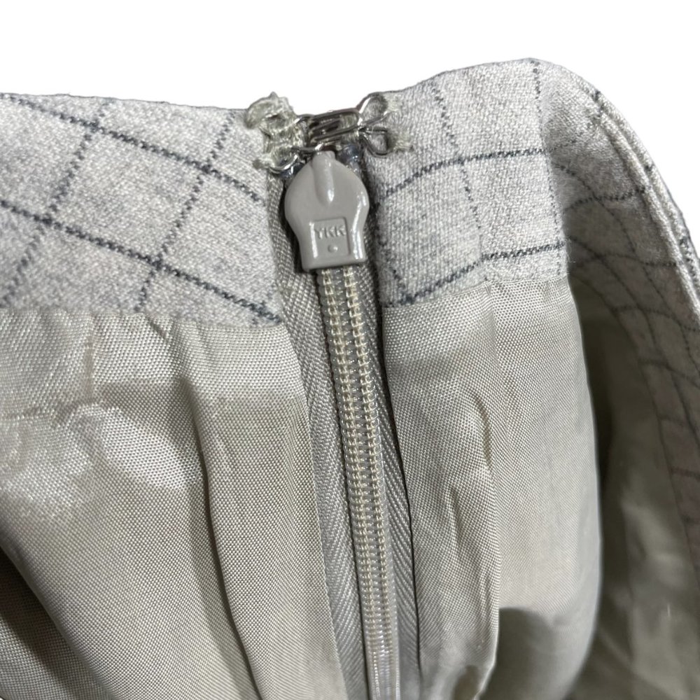 Ralph Lauren Wool Skirt NEW 12 Tatersall Plaid Cotton Khaki Beige Grid Ruffle - Picture 5 of 5